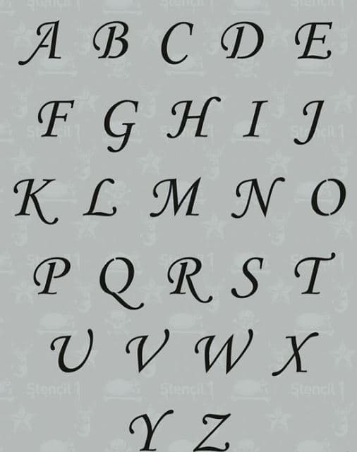Stencil1 Corsiva Font Letter Stencil, Gray